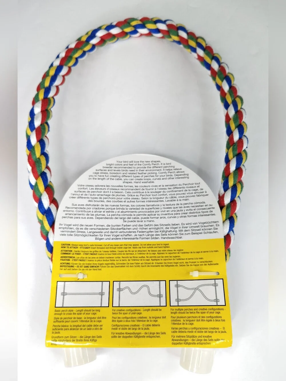 JW Comfy Perch Rope Bird Perch  Multicolor 32 Inches